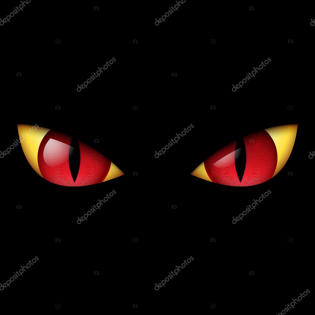 Evil Red Eye. Illustration on black background.