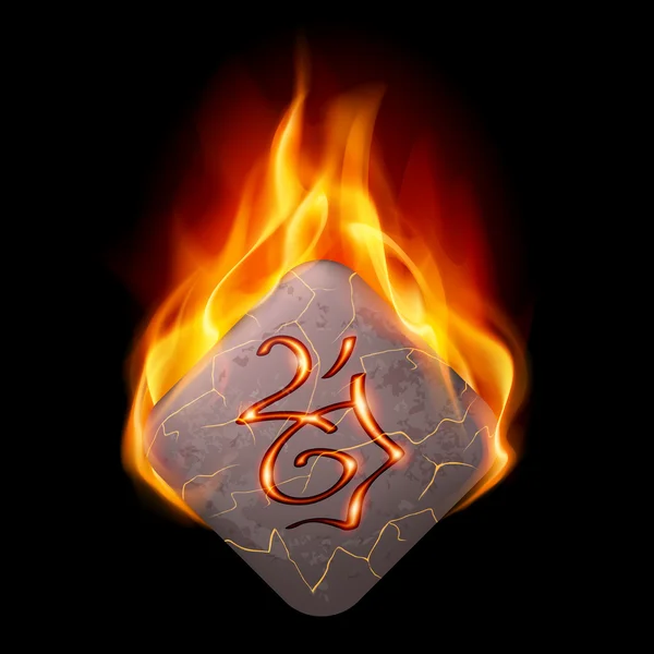 Burning rune stone — Stock Vector