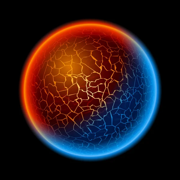 Ogień i lód piłka planeta — Wektor stockowy