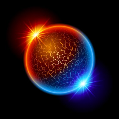 Fire and ice ball planet clipart