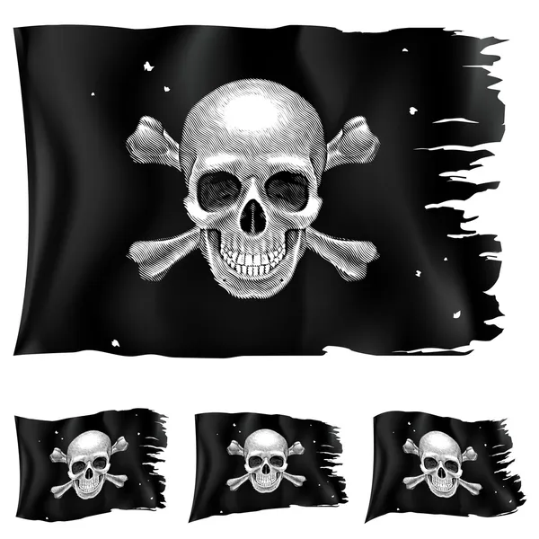 Three types of pirate flag — Stock Vector