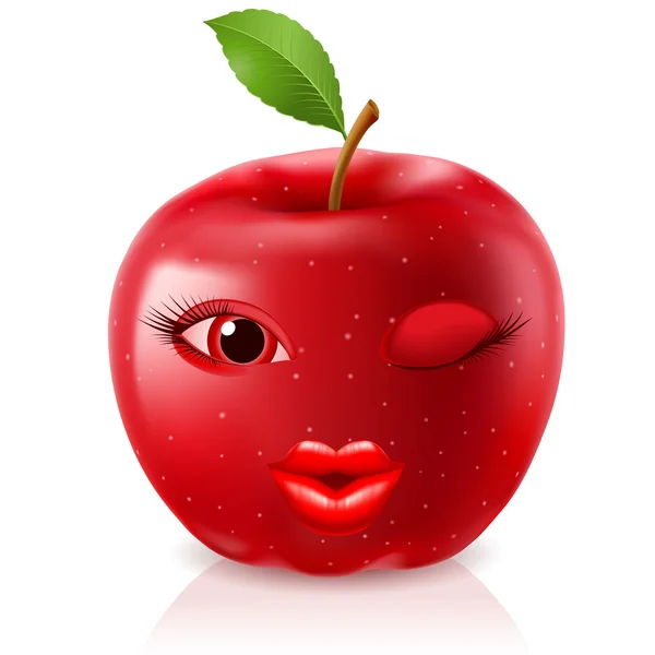 Kreslený červené jablko — Stockový vektor