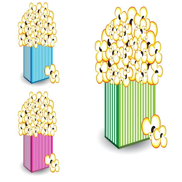 Popcorn w Multi-kolorowe paski — Wektor stockowy