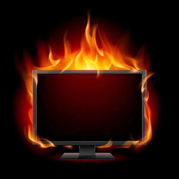 Brandende monitor — Stockvector