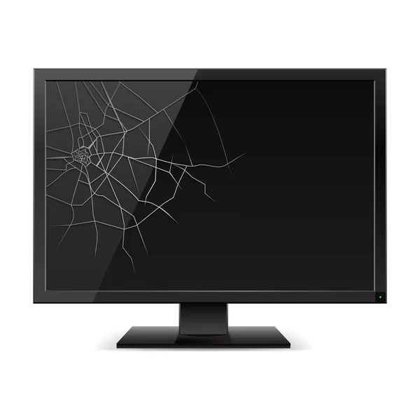 Monitor negro roto — Vector de stock