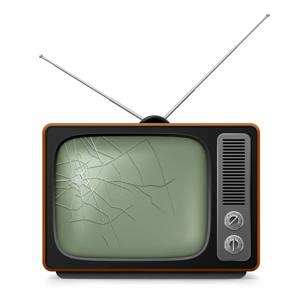 Разбитый ретро-телевизор — стоковый вектор