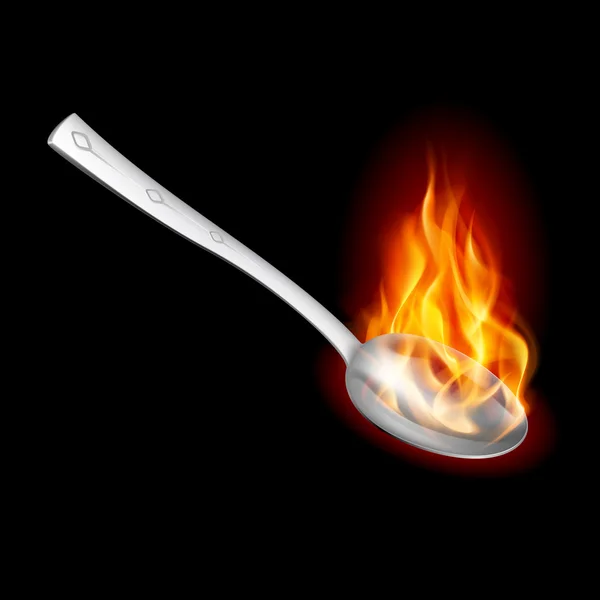 Spoon with Fire — Stock Vector