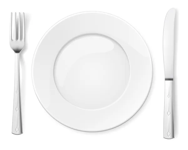 Assiette vide avec couteau et fourchette — Image vectorielle