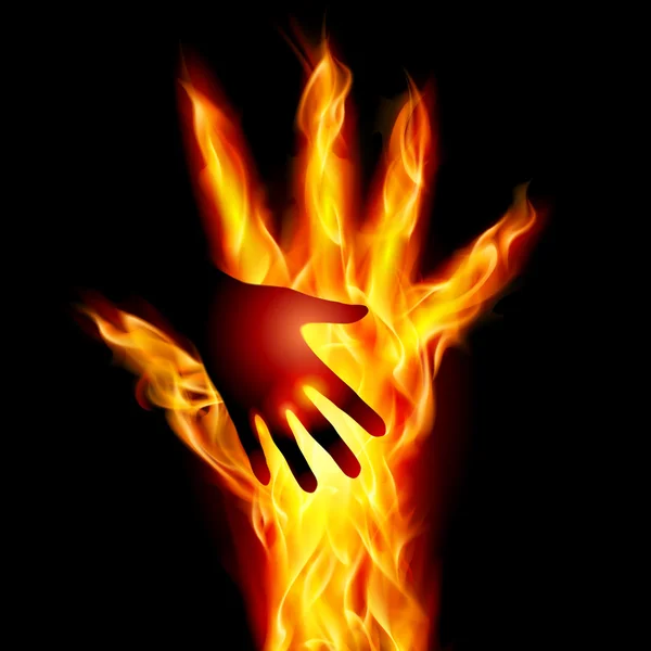 Burning helping hand — Stock Vector