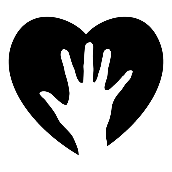 Ayudando a la mano en el corazón — Vector de stock