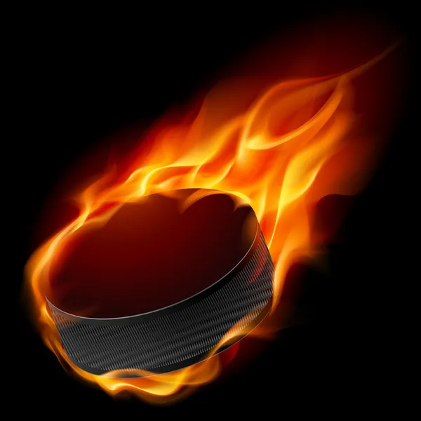 Burning hockey puck — Stock Vector