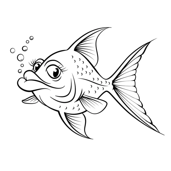 Tecknad ritning fisk — Stock vektor