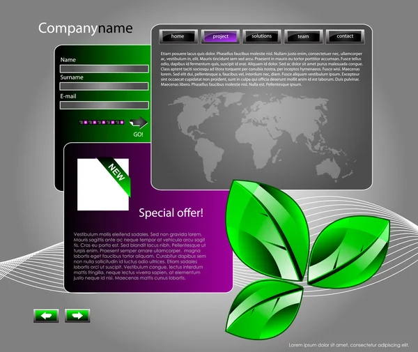 Web-Site-Vorlage mit ökologischem Motiv — Stockfoto