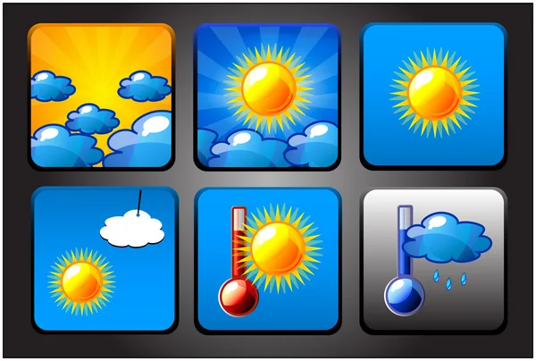 Vektor-Hintergrund für App-Symbole - Wetter eingestellt — Stockvektor