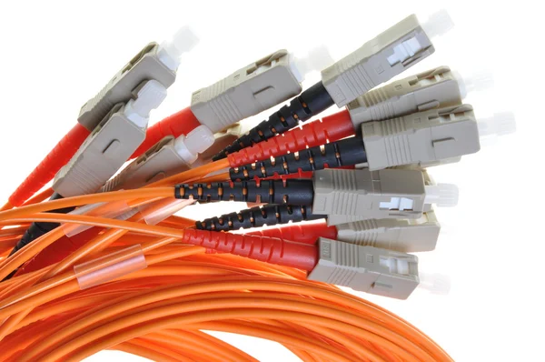 Optical multimode patch cable to the network with plug SC — Stock Photo, Image