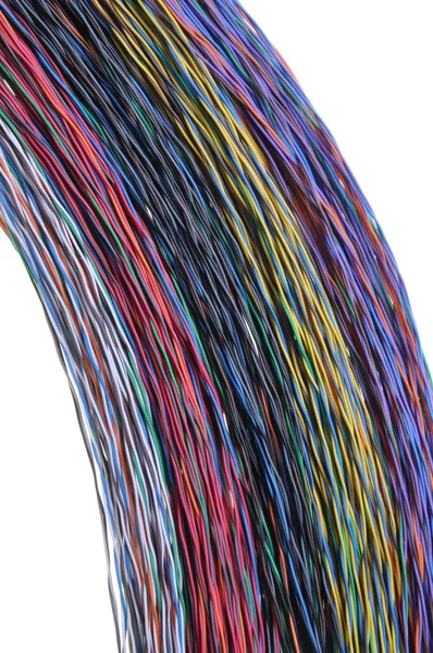 Цветные кабельные наборы, используемые в телекоммуникационных сетях — стоковое фото