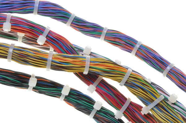 Paquets de câbles réseau avec attaches de câbles — Photo