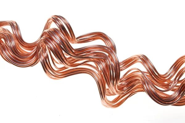 Current flow, wavy copper wire — Stock Photo, Image
