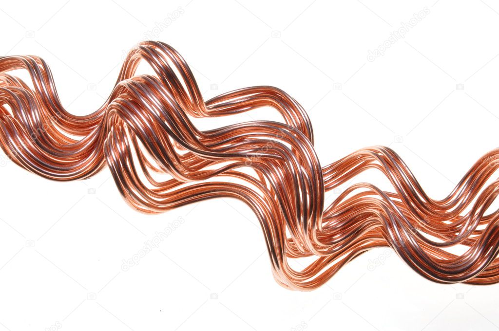Current flow, wavy copper wire