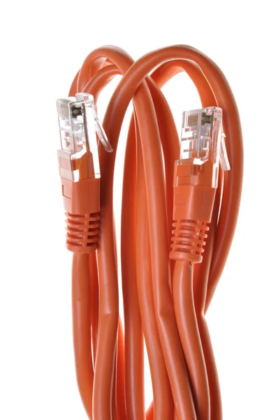Egy egyetlen rózsaszín internet hálózat patch kábel — Stock Fotó