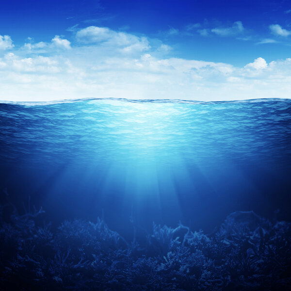 Waterline and underwater background
