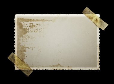 Old photo paper on balck background with clipping path for the inside clipart