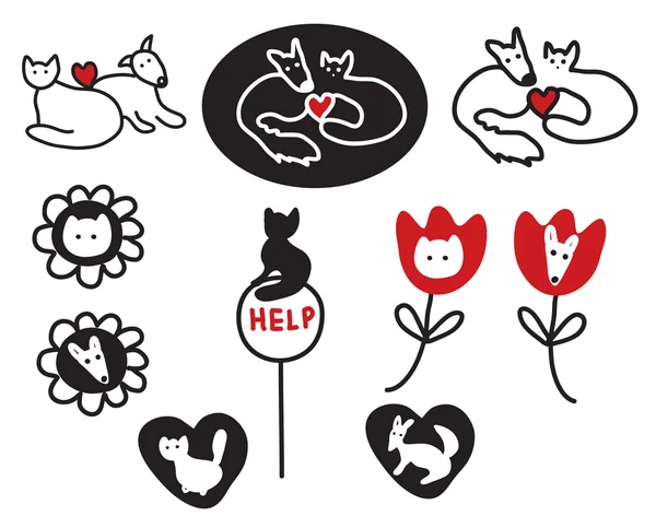 Hayvan koruma ve hayvan hastalıklarıyla ilgili işaretleri — Stok Vektör