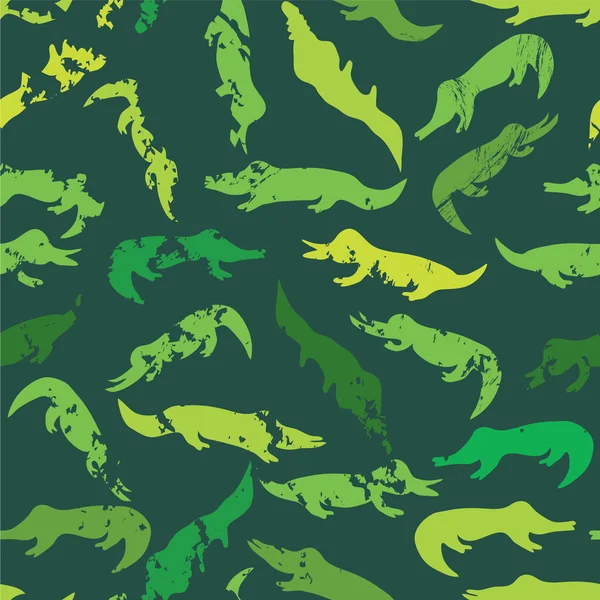 Krokodil sömlös grunge bakgrund — Stock vektor