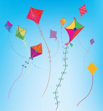 Kites in the sky background clipart