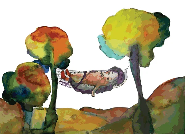 Ježek a na podzim stromy ilustrace — Stockový vektor