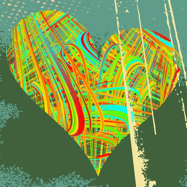 Abstrakt grunge bakgrund med hjärtat av sammanflätade linjer. — Stock vektor
