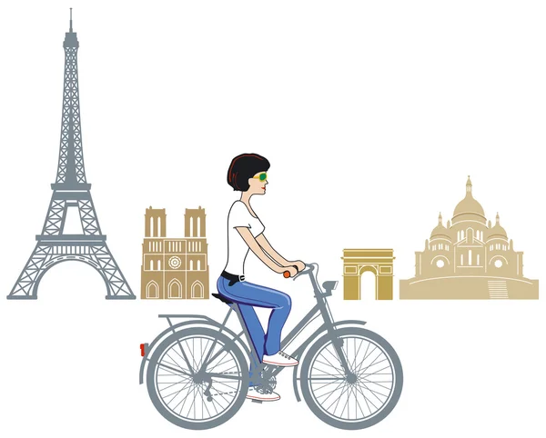 パリでのサイクリング — ストックベクタ