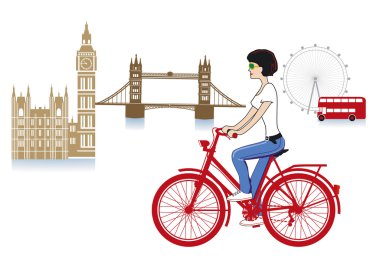 London on a bicycle clipart