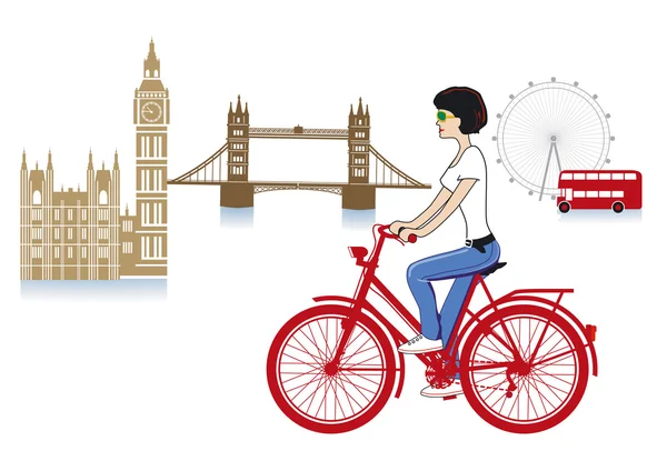 London on a bicycle — Stock Vector