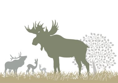 Elk and wild animals clipart