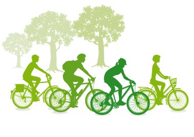 Cycling in the green clipart