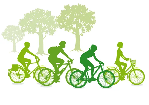 Cycling in the green — Stock Vector