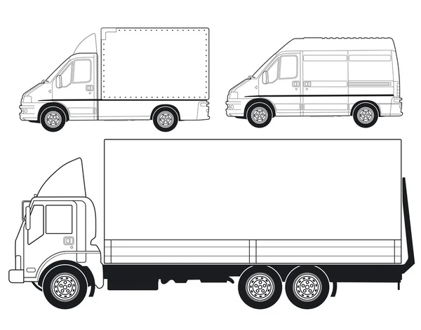 Samochody ciężarowe i dostawcze — Wektor stockowy