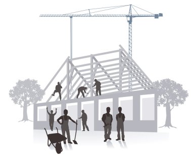 House building and construction work clipart