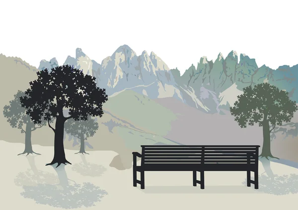 Area with park bench — Stock Vector