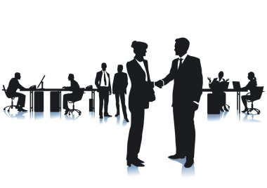 Agreement with a handshake at the office clipart