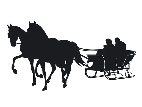 Traîneau à chevaux — Image vectorielle