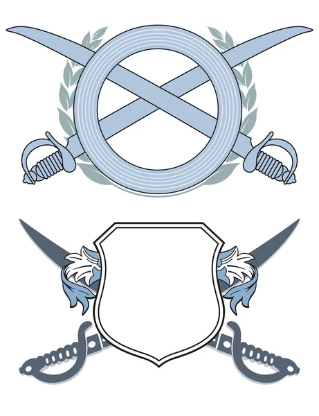Emblema con espadas — Vector de stock