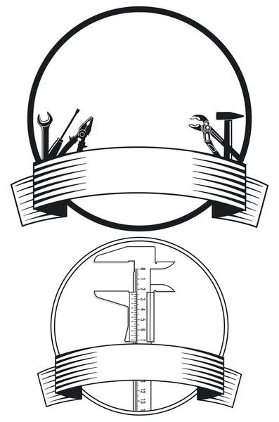 Emblema con utensili a mano — Vettoriale Stock