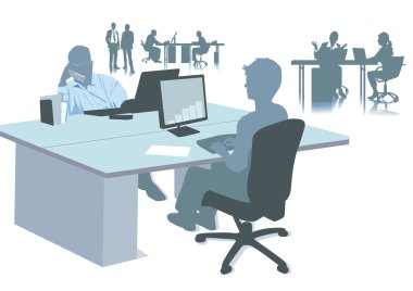 Office workstations clipart