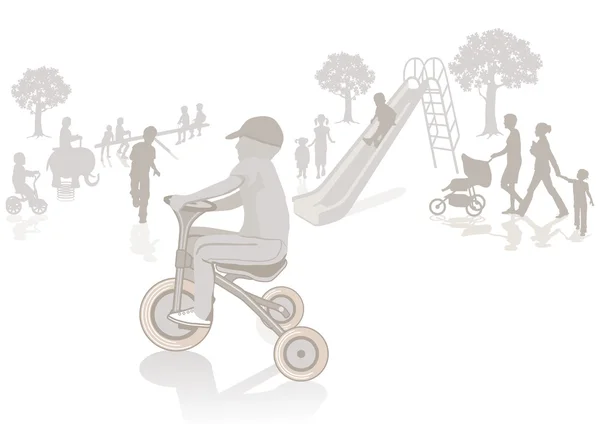 Ребенок на трехколесном велосипеде — стоковый вектор