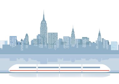 Express train from the city backdrop clipart