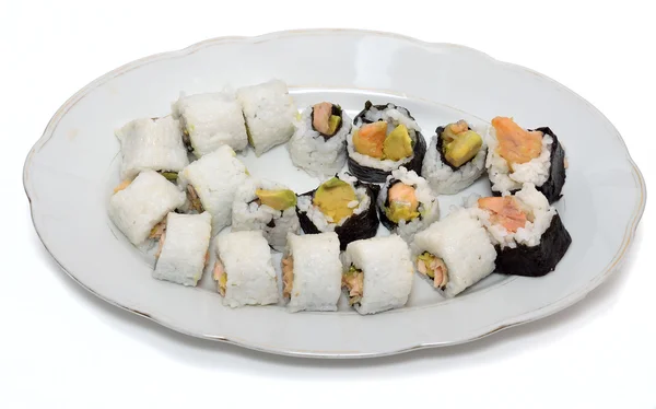 Talíř sushi je japonské jídlo — Stock fotografie