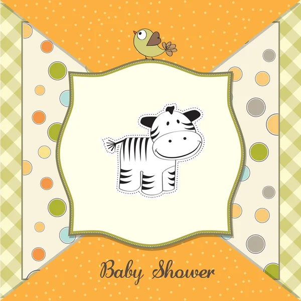带斑马的可爱婴儿淋浴卡 — 图库照片