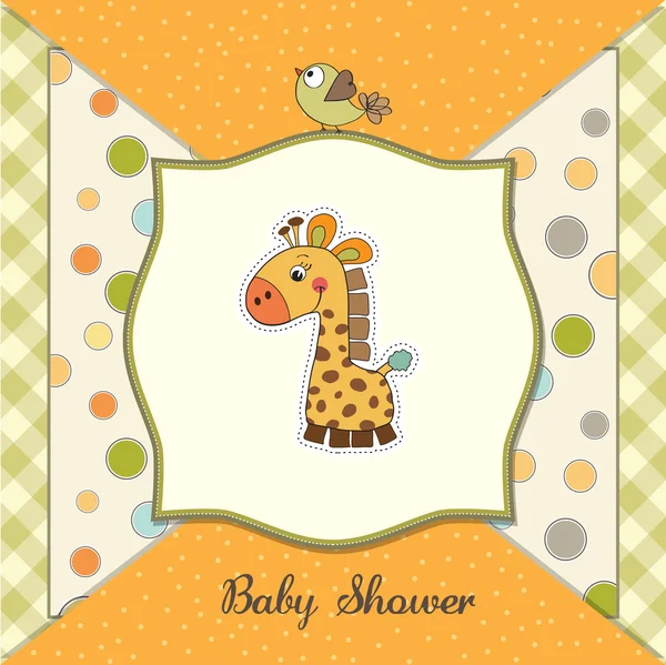Nowa karta ogłoszeniowa dziecka z żyrafą — Zdjęcie stockowe
